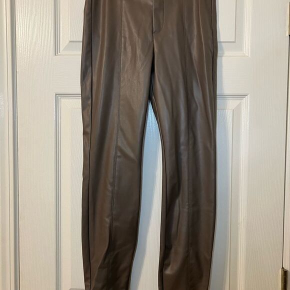 Zara Taupe Faux Leather Leggings Size Small NWT - Picture 6 of 11